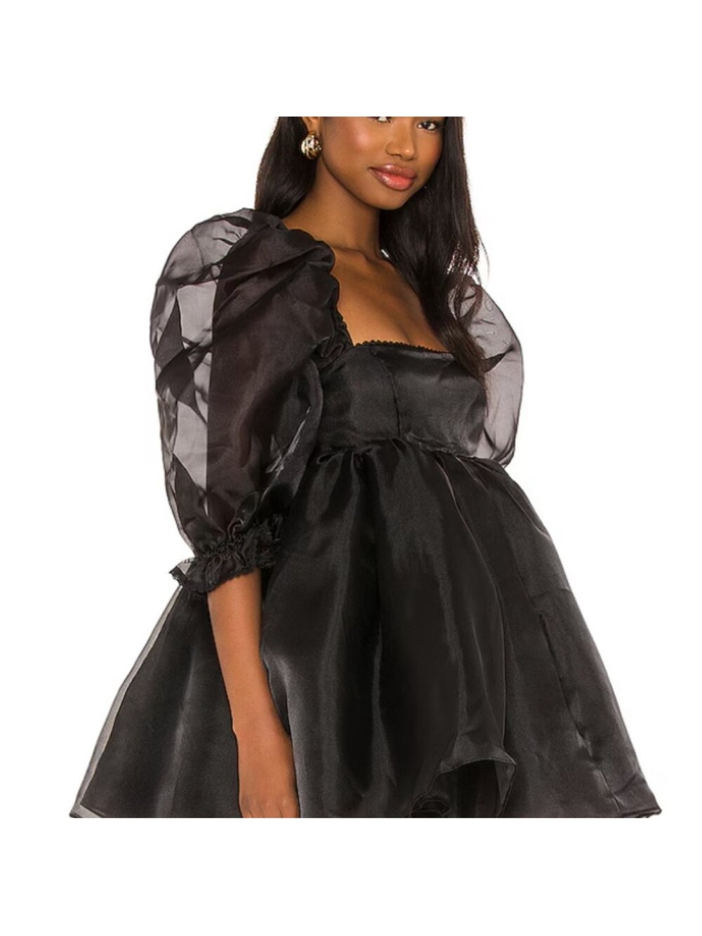 Selkie Black Puff Sleeve Mini Dress - Picture 3 of 4